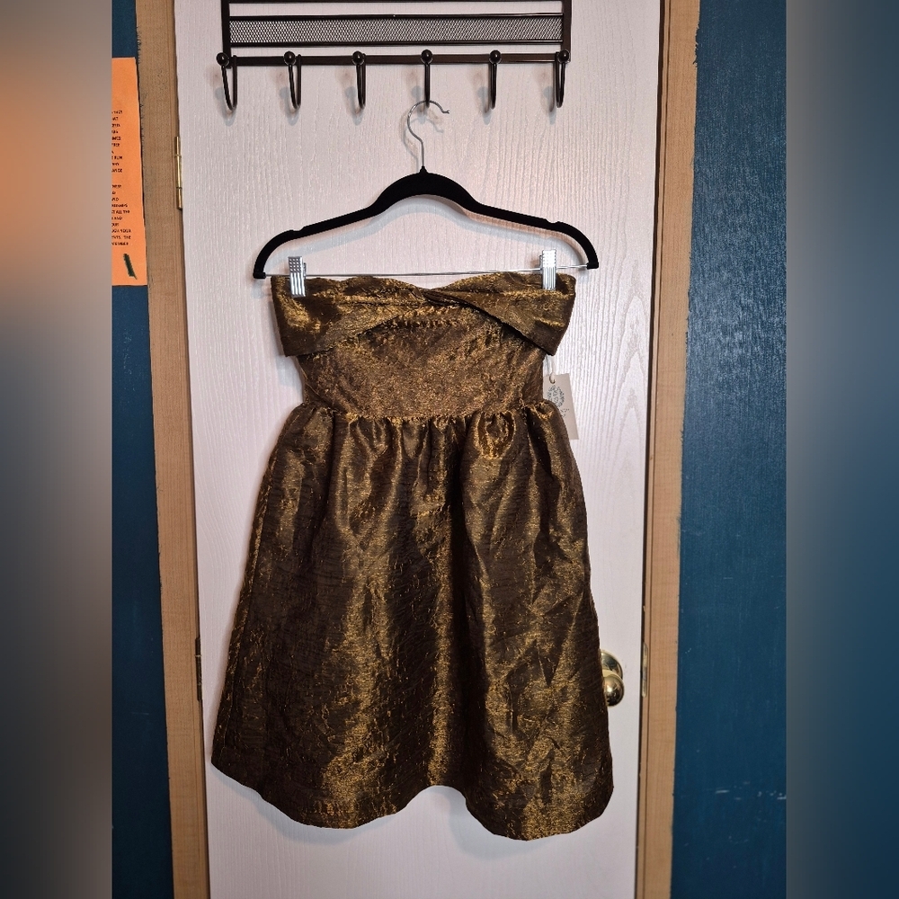 ☀️🌧 NWT Hyacinth House Bronze Jacquard Anastasia Mini Dress  Bronze